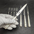 1925 British Vintage White Pearl Shell Handle Sterling Silver Blade Dessert Cutlery 4x2 Set